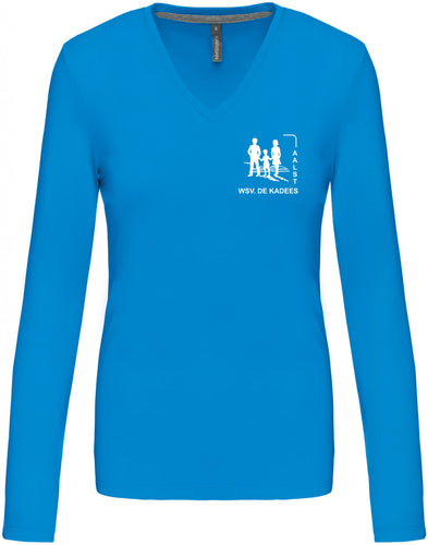 WSV T-Shirt Lange Mouwen DAMES V-hals royalblue (K382)